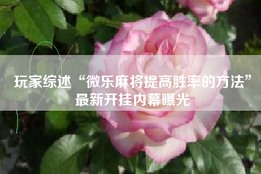 玩家综述“微乐麻将提高胜率的方法”最新开挂内幕曝光