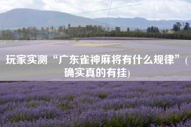 玩家实测“广东雀神麻将有什么规律”(确实真的有挂)