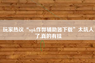 玩家热议“wpk作弊辅助器下载”太坑人了,真的有挂