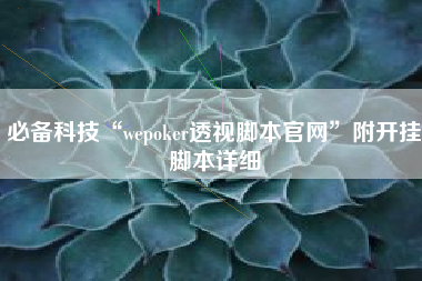 必备科技“wepoker透视脚本官网”附开挂脚本详细