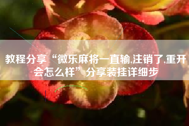 教程分享“微乐麻将一直输,注销了,重开会怎么样”分享装挂详细步