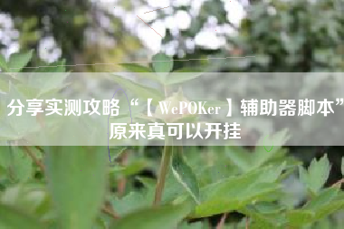 分享实测攻略“【WePOKer】辅助器脚本	”原来真可以开挂