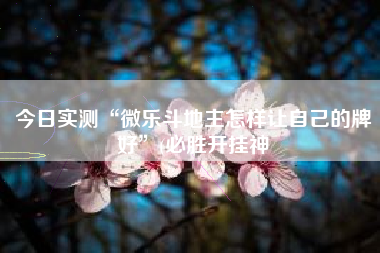 今日实测“微乐斗地主怎样让自己的牌好”(必胜开挂神