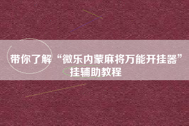 带你了解“微乐内蒙麻将万能开挂器”挂辅助教程