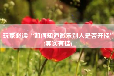 玩家必读“如何知道微乐别人是否开挂”(其实有挂)