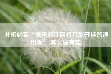 分析必看“微乐浙江麻将万能开挂器通用版”(其实是有挂)