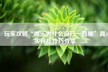 玩家攻略“微乐为什么自己一直输”真实开挂技巧分享