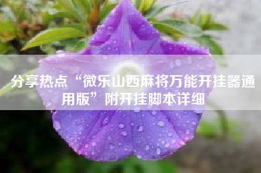 分享热点“微乐山西麻将万能开挂器通用版	”附开挂脚本详细