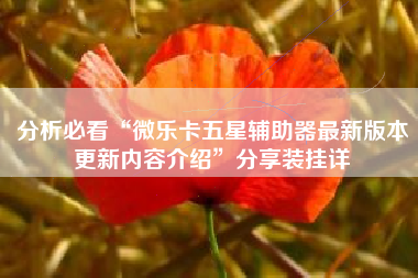 分析必看“微乐卡五星辅助器最新版本更新内容介绍”分享装挂详