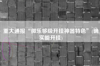 重大通报“微乐够级开挂神器特色”(确实能开挂)