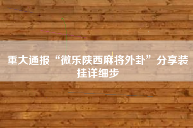 重大通报“微乐陕西麻将外卦”分享装挂详细步