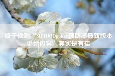终于找到“SOHOOOpoker辅助器最新版本更新内容	”其实是有挂