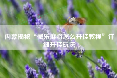 内幕揭秘“微乐麻将怎么开挂教程”详细开挂玩法