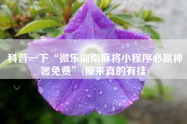 科普一下“微乐湖南麻将小程序必赢神器免费”(原来真的有挂)