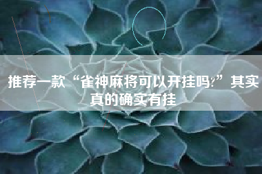 推荐一款“雀神麻将可以开挂吗?”其实真的确实有挂