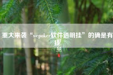 重大来袭“wepoker软件透明挂”的确是有挂