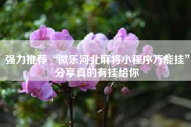 强力推荐“微乐河北麻将小程序万能挂	”分享真的有挂给你