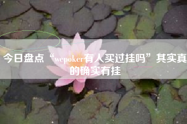 今日盘点“wepoker有人买过挂吗”其实真的确实有挂