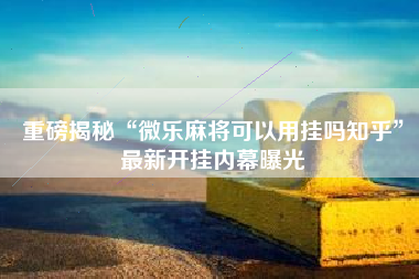 重磅揭秘“微乐麻将可以用挂吗知乎”最新开挂内幕曝光