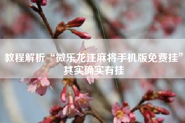 教程解析“微乐龙江麻将手机版免费挂”其实确实有挂