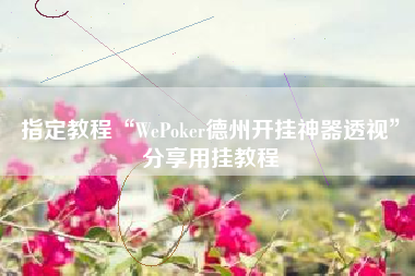 指定教程“WePoker德州开挂神器透视”分享用挂教程