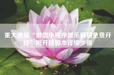 重大通报“微信小程序微乐麻将免费开挂”附开挂脚本详细步骤