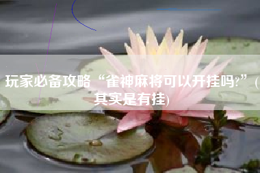 玩家必备攻略“雀神麻将可以开挂吗?”(其实是有挂)