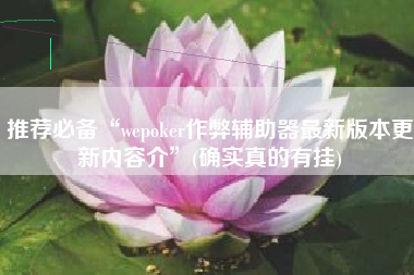 推荐必备“wepoker作弊辅助器最新版本更新内容介	”(确实真的有挂)