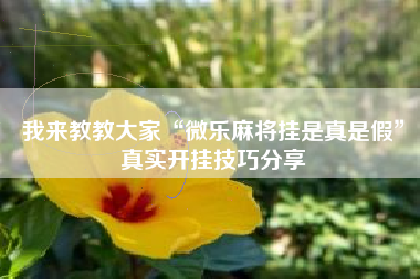 我来教教大家“微乐麻将挂是真是假	”真实开挂技巧分享