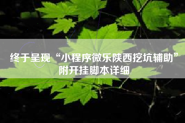 终于呈现“小程序微乐陕西挖坑辅助	”附开挂脚本详细