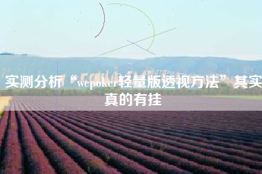 实测分析“wepoker轻量版透视方法”其实真的有挂