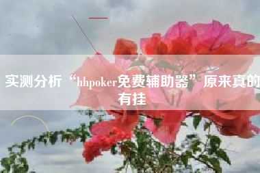 实测分析“hhpoker免费辅助器”原来真的有挂