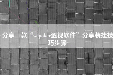 分享一款“wepoker透视软件”分享装挂技巧步骤