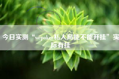 今日实测“wepoker私人局能不能开挂”实际有挂