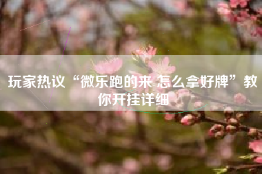 玩家热议“微乐跑的来 怎么拿好牌”教你开挂详细