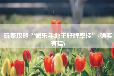玩家攻略“微乐斗地主好牌率挂”(确实有挂)