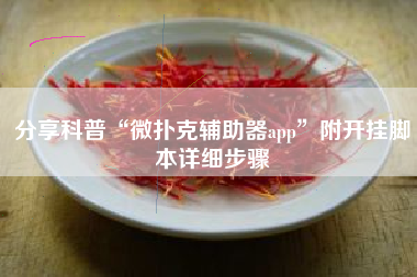 分享科普“微扑克辅助器app”附开挂脚本详细步骤