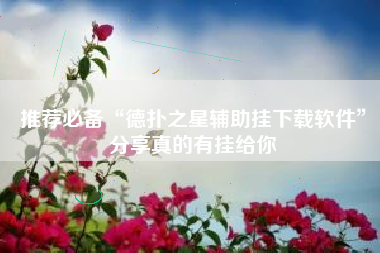 推荐必备“德扑之星辅助挂下载软件”分享真的有挂给你