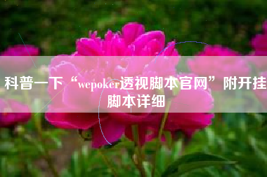科普一下“wepoker透视脚本官网”附开挂脚本详细